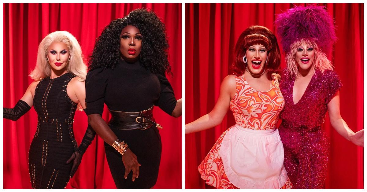 Trinity the Tuck and BeBe Zahara Benet (L), Thorgy Thor and Kiki Ball-Change (R)