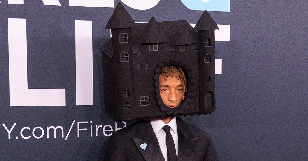 Jayden Smith wearing a house on his head at the 67th Grammy Awards.