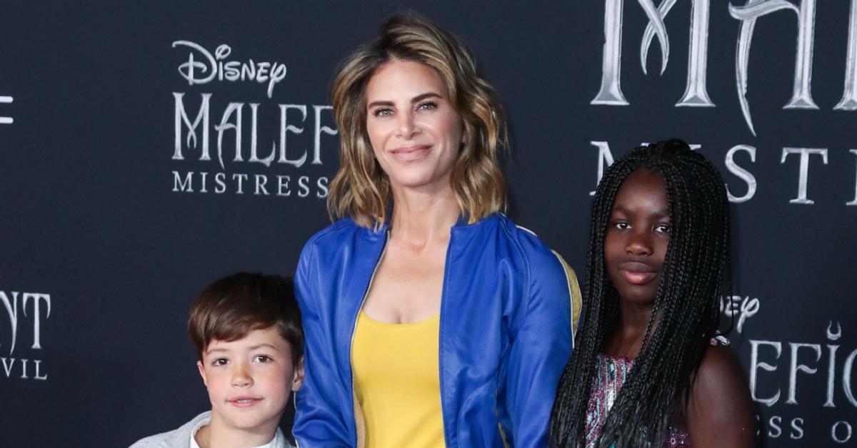 (l-r): Jillian Michaels' son, Phoenix, Jillian Michaels, and her daughter, Lukensia