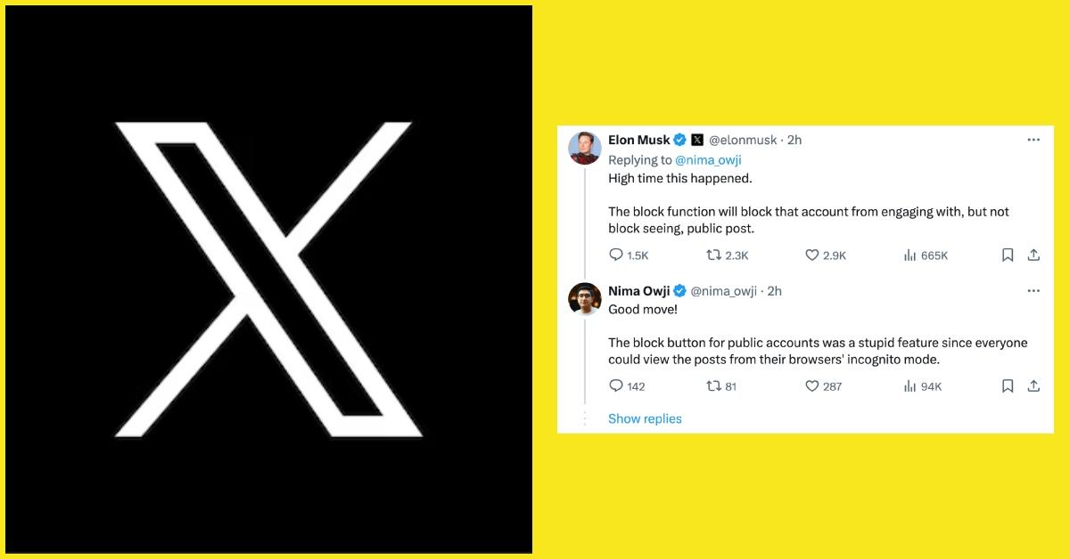 (l-r): X logo and a screenshot of Elon Musk's X post