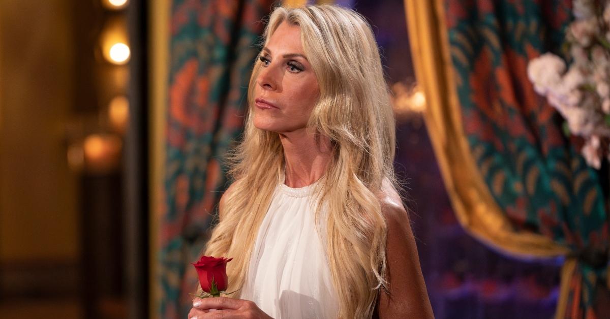 Joan Vassos holds a rose on The Golden Bachelorette