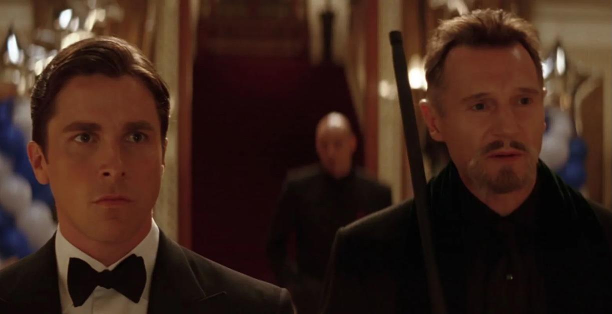 Christian Bale and Liam Neeson in Batman Begins