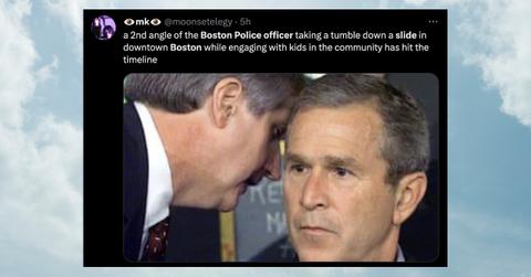 A meme about the Boston police officer slide video