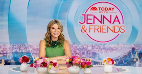 Jenna Bush Hager smiling at her desk during 'Today with Jenna & Friends.'