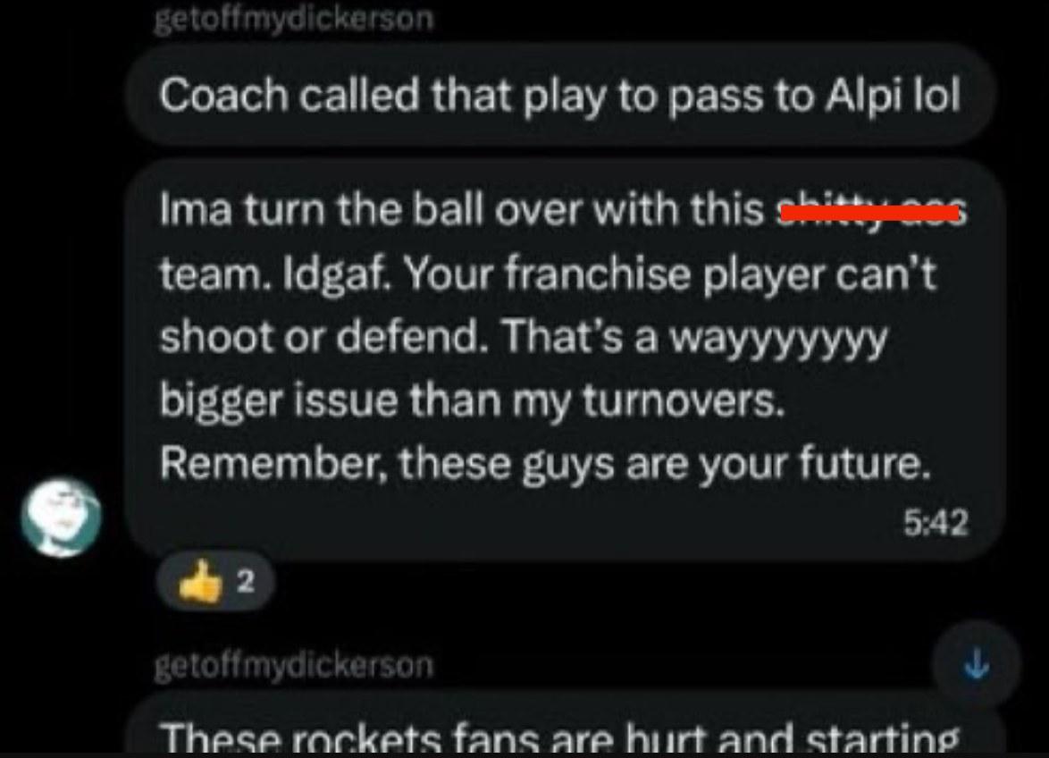 Comment from alleged burner account belonging to Kevin Durant.