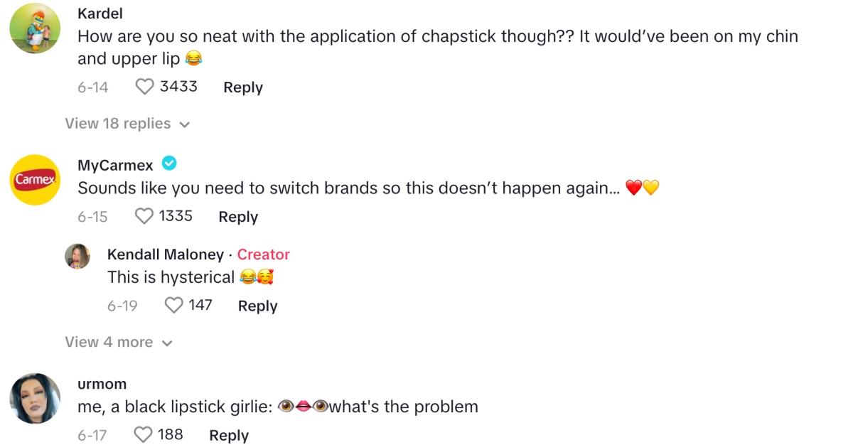 People commented in support of the woman who accidentally used eye black instead of chapstick 