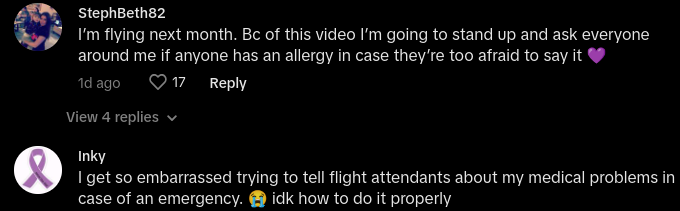 woman severe allergies flight