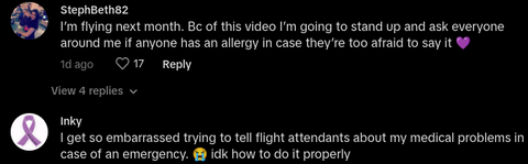 woman severe allergies flight