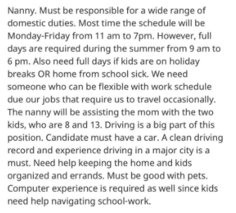 nanny job post