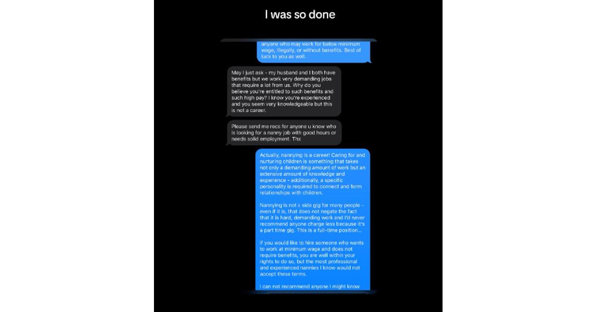 Text Examples Rude Nanny’s “Demeaning” Texts From Rude Client Go Viral