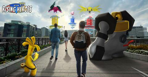 A player walking across a bridge with Pokémon from Pokémon GO.