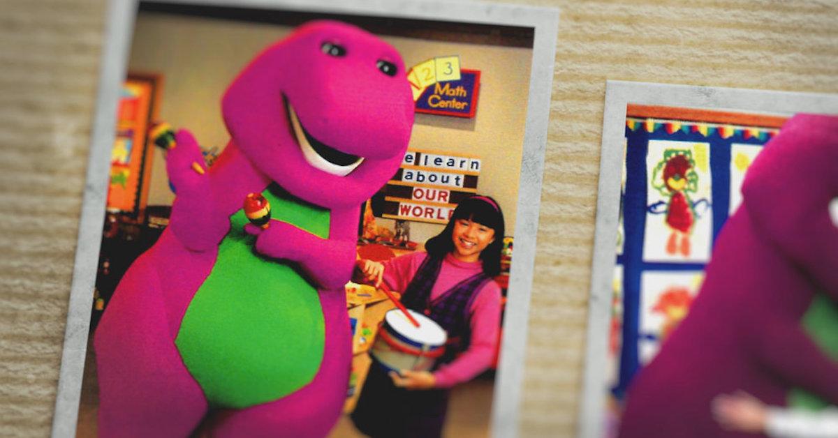 Barney the Dinosaur and Pia Hamilton in 'I Love You, You Hate Me'