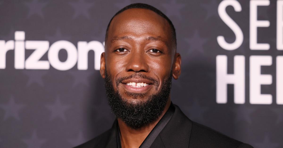 Lamorne Morris poses on the red carpet at the 29th Annual Critics Choice Awards at Barker Hangar on Jan. 14, 2024, in Santa Monica, Calif.