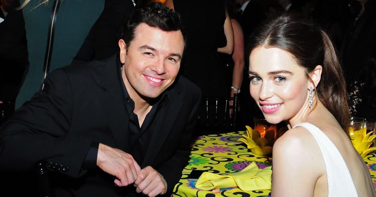 Seth MacFarlane and actress Emilia Clarke attend HBO's Official Emmy After Party at The Plaza at the Pacific Design Center on Sept. 23, 2012.