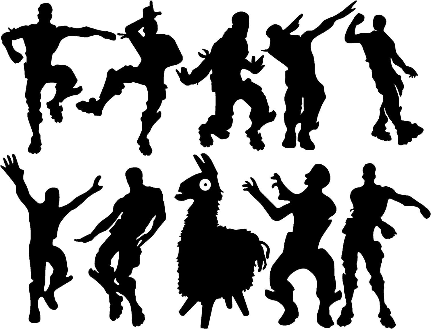 black decals of various dances in fortnite