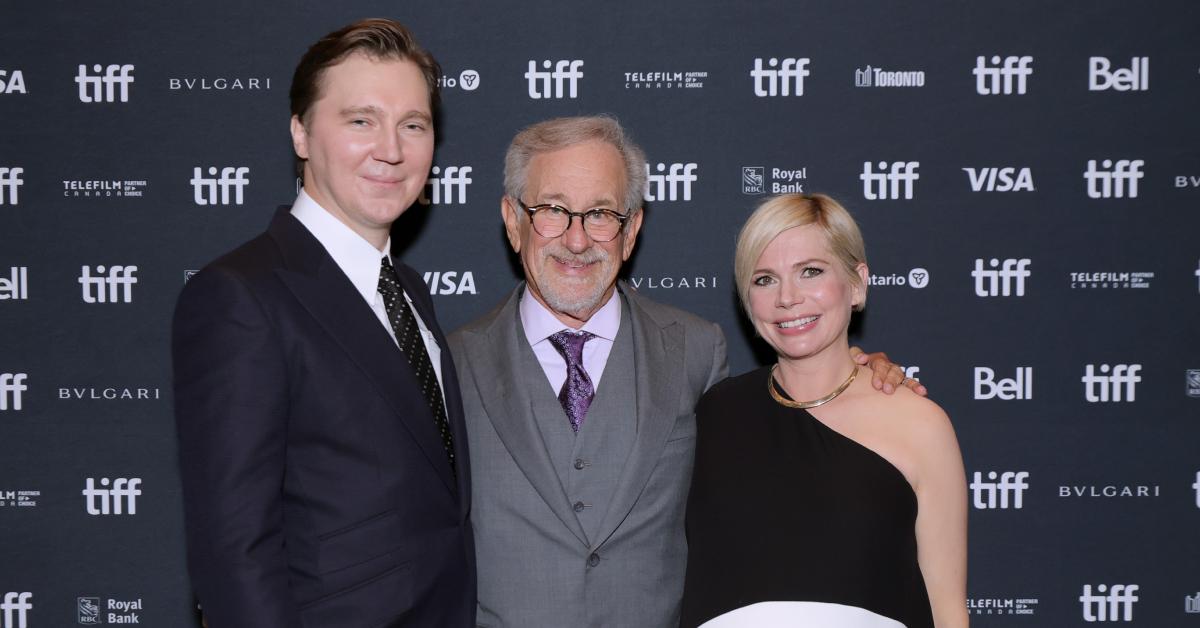 Paul Dano, Steven Spielberg, and Michelle Williams.