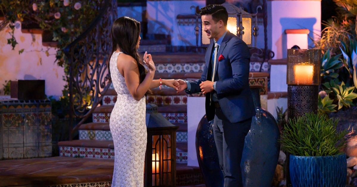 Jenn Tran and Thomas Nguyen meet outside the Hummingbird Nest Ranch in Season 21 of 'The Bachelorette.'