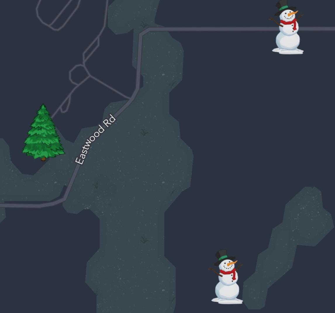 The snowmen and trees on SnapMap