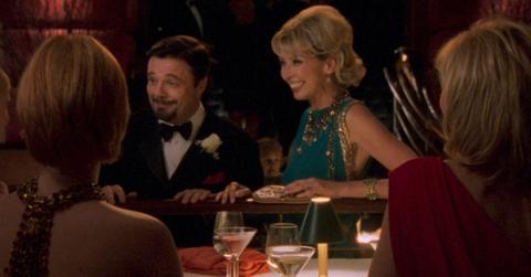 (l-r): Nathan Lane as Bobby Fine and Julie Halston as Bitsy Von Muffling filming 'Sex and the City'