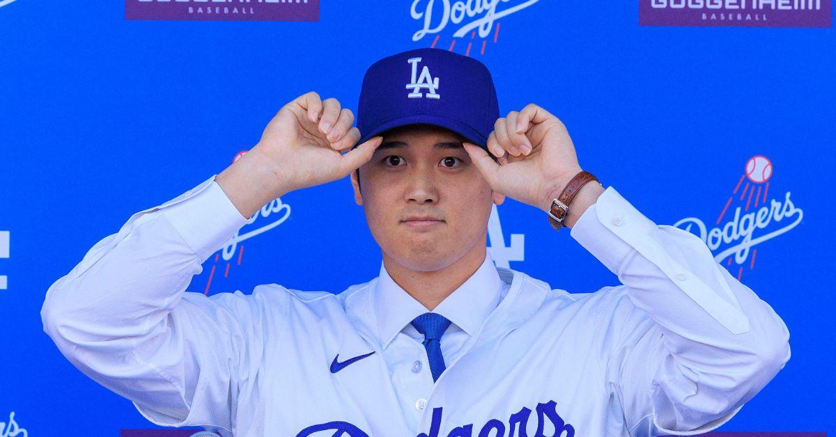 The Dodgers introducing Shohei Ohtani in 2023.