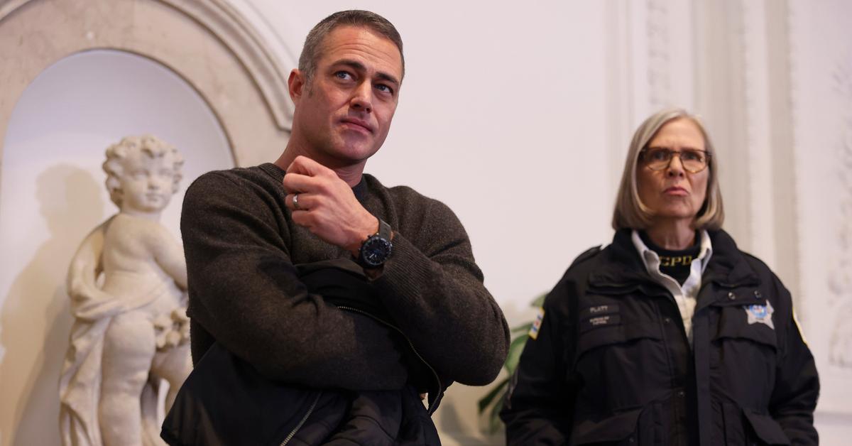 Taylor Kinney as Kelly Severide, Amy Morton as Trudy Platt on 'Chicago Fire.'