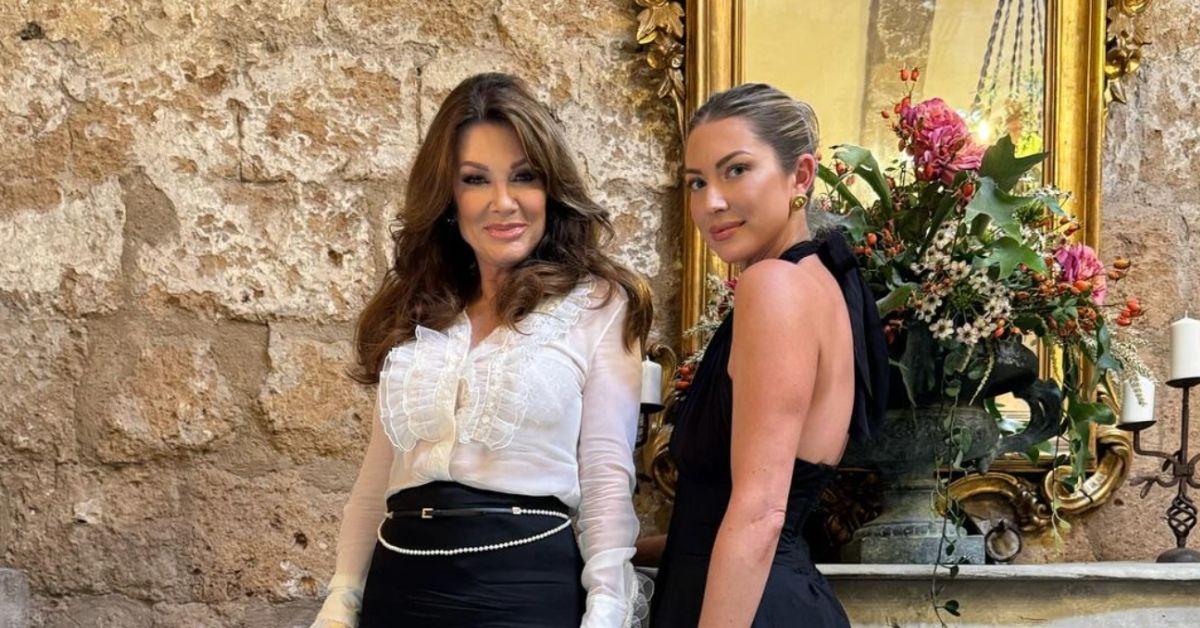 Lisa Vanderpump and Stassi Schroeder pose for a photo together while in Europe filming 'Vanderpump Villa'