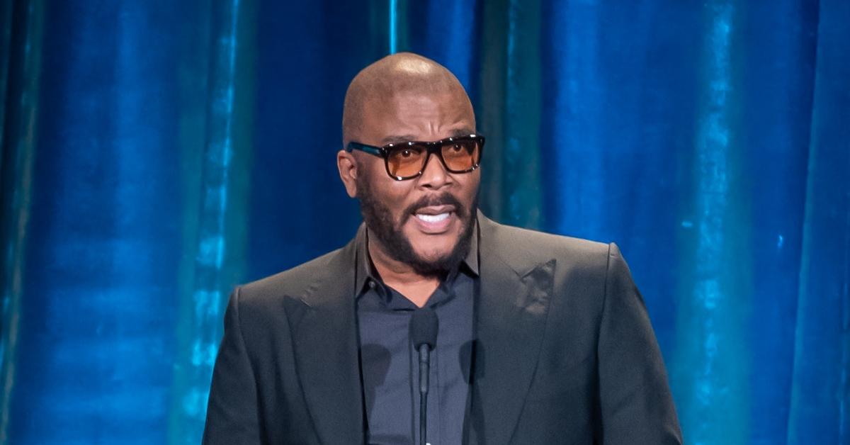 Tyler Perry speaking at an event