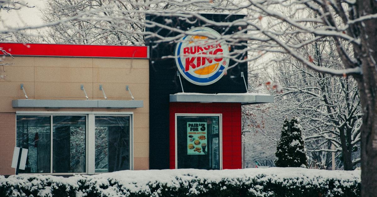 A Burger King location during the winter.