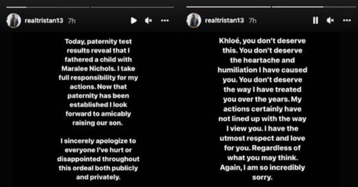 Tristan Thompson apology