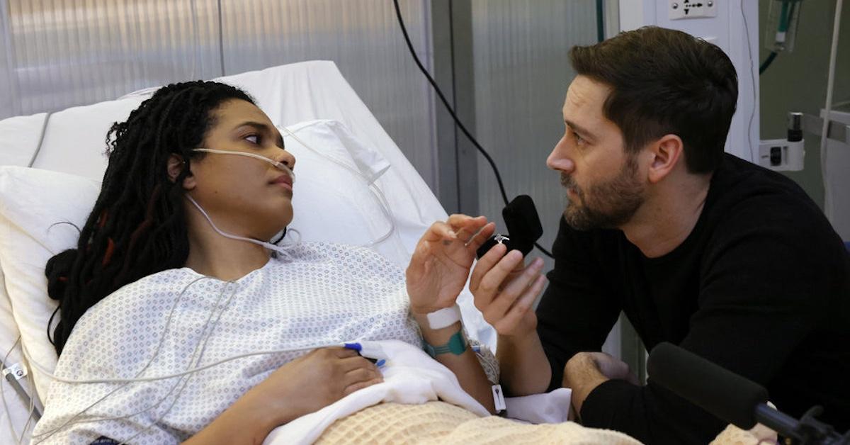  Freema Agyeman as Dr. Helen Sharpe and Ryan Eggold as Dr. Max Goodwin