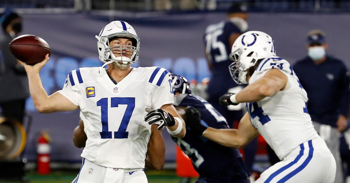 Indianapolis Colts Quarterback Philip Rivers throws the football in