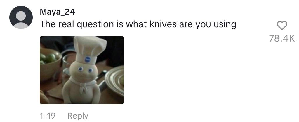 Comment on woman's video of her sharing a raw chicken rotisserie chicken hack on TikTok.