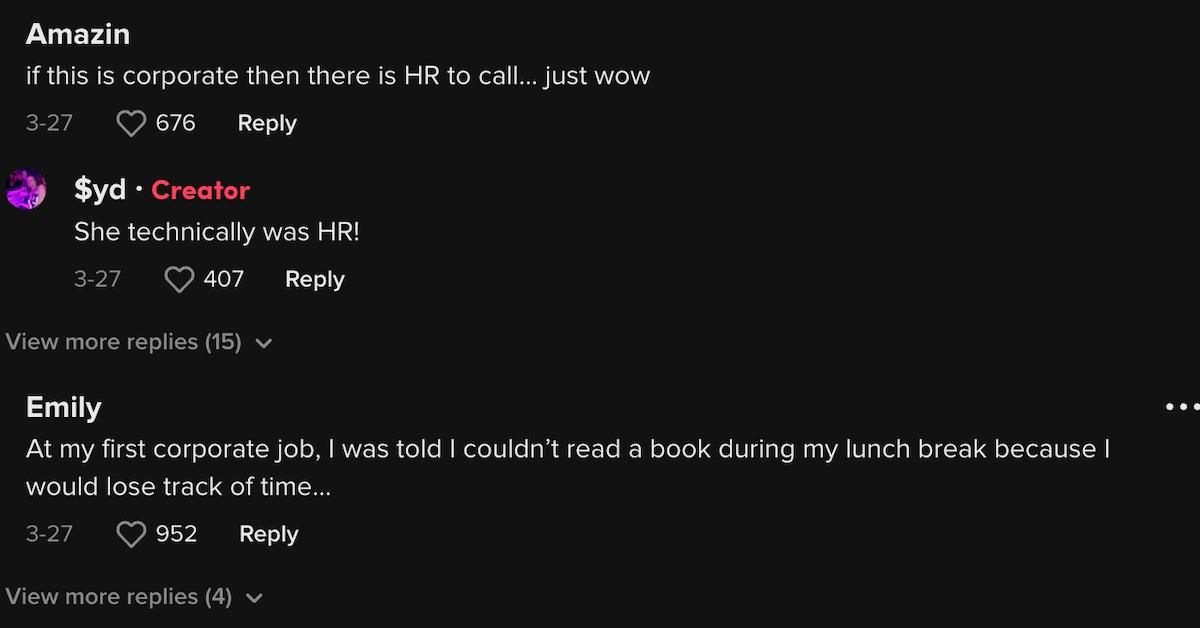 Comments about Sydney checking her phone during her lunch break