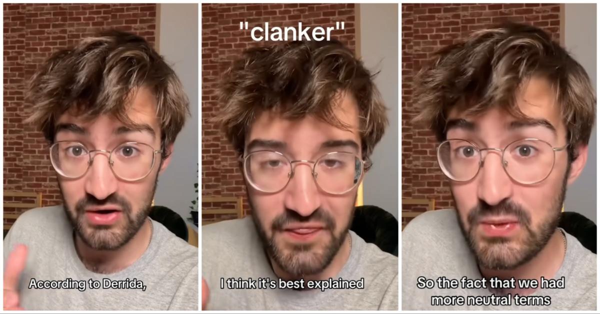 YouTuber @etymology_nerd explains the meaning of Clanker. 