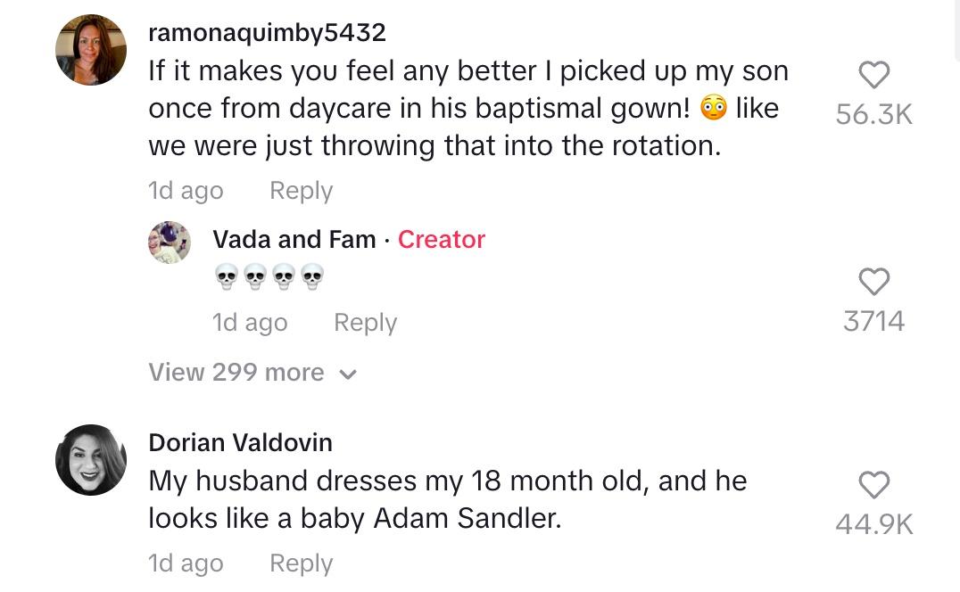 tiktok comments about dads dressing their babies in wild outfits