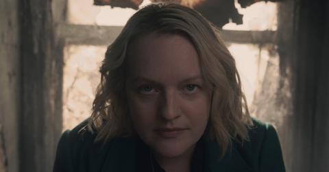 June looking at the camera in 'The Handmaid's Tale'