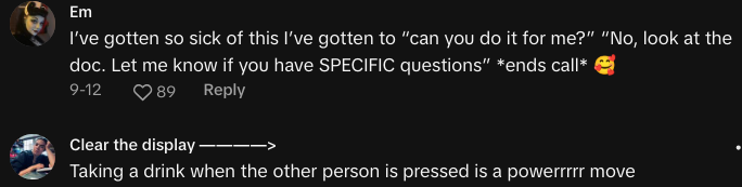 woman refuses to do coworkers job