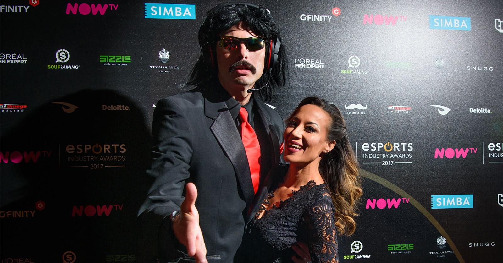 dr disrespect and wife on red carpet