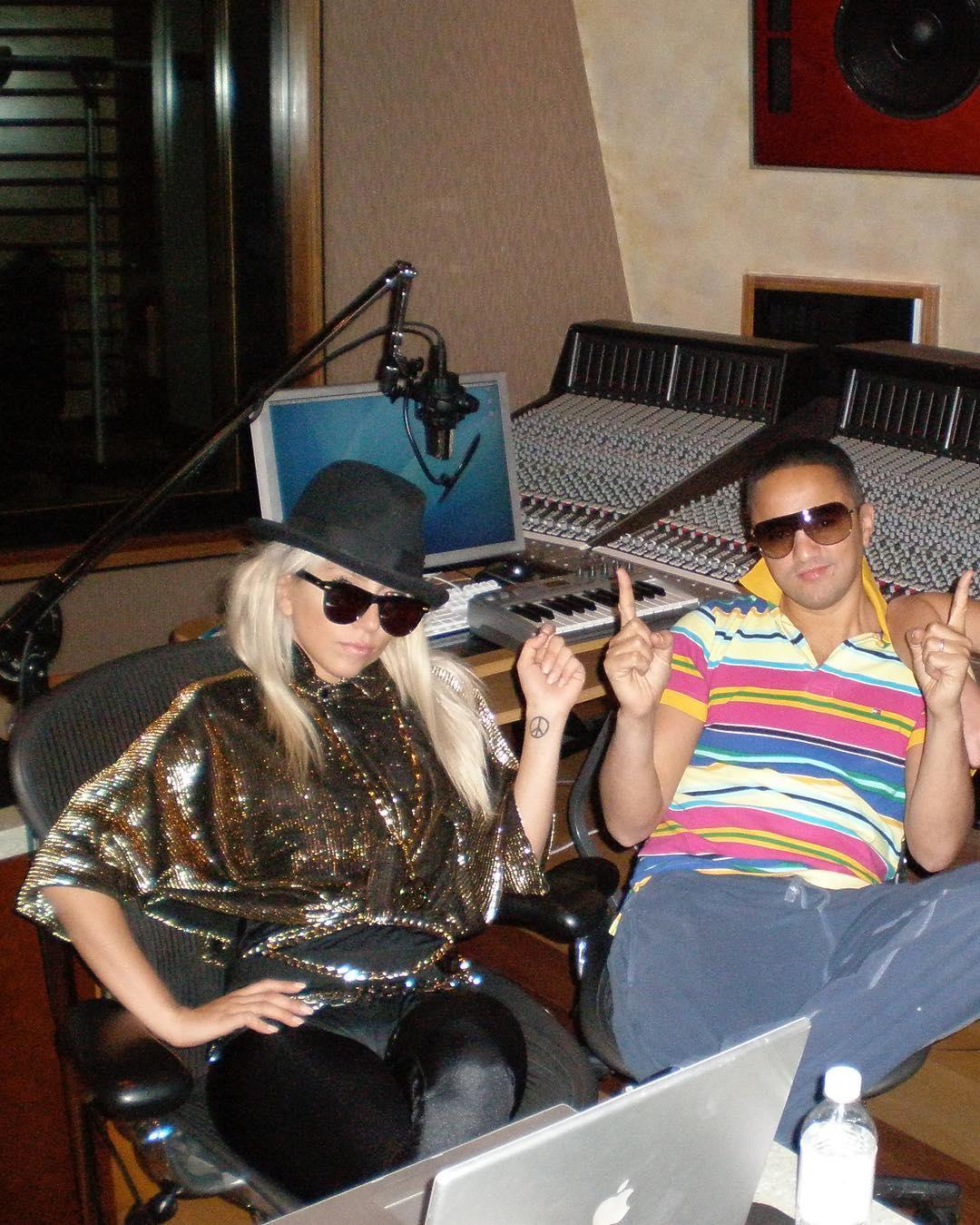 a throwback photo red one shared on instagram of him and lady gaga in the studio