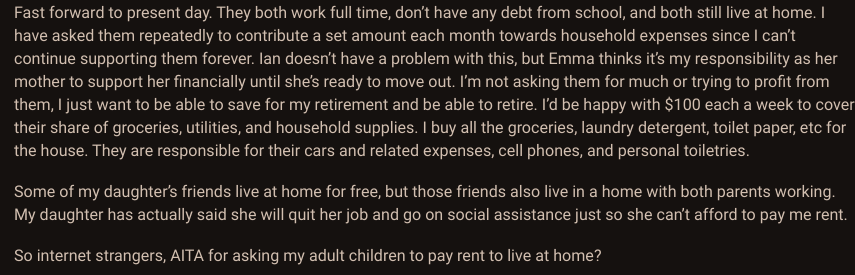 adult children refuse to pay rent