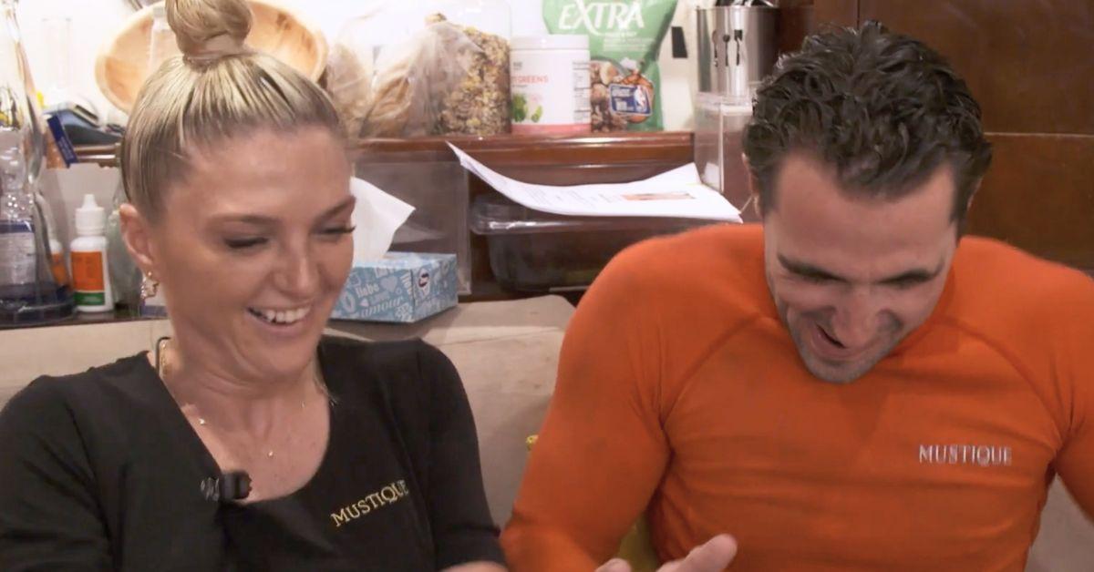 Carrie O'Neill and Joe Bradley laugh together on 'Below Deck Med'