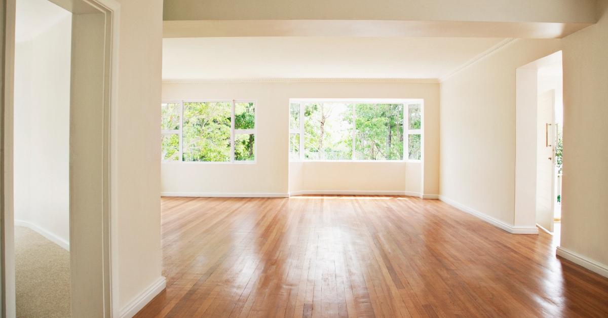 Empty living room with white walls