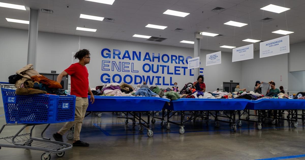 Shoppers sifting through Goodwill items