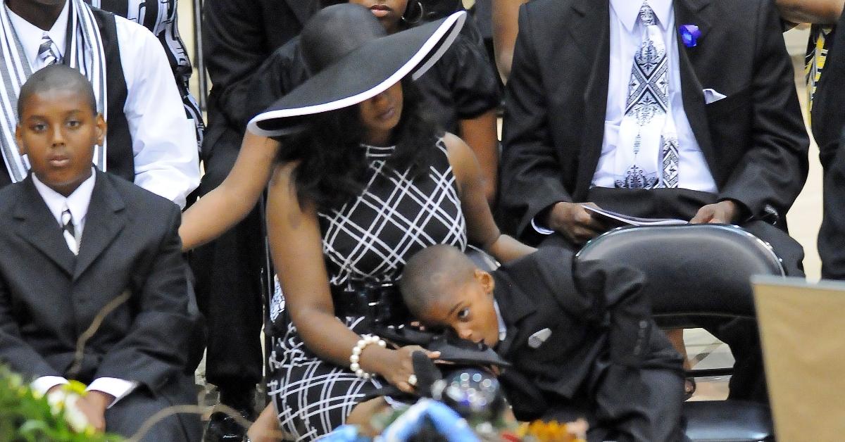 Mechelle McNair and her sons at Steve McNair's funeral