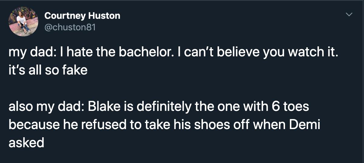 who has  toes on bachelor in paradise blake demi