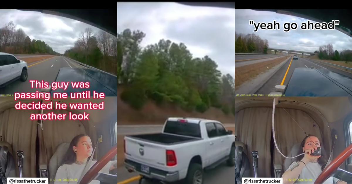 Female Trucker Posts Creepy Encounter with White Pick-up Truck