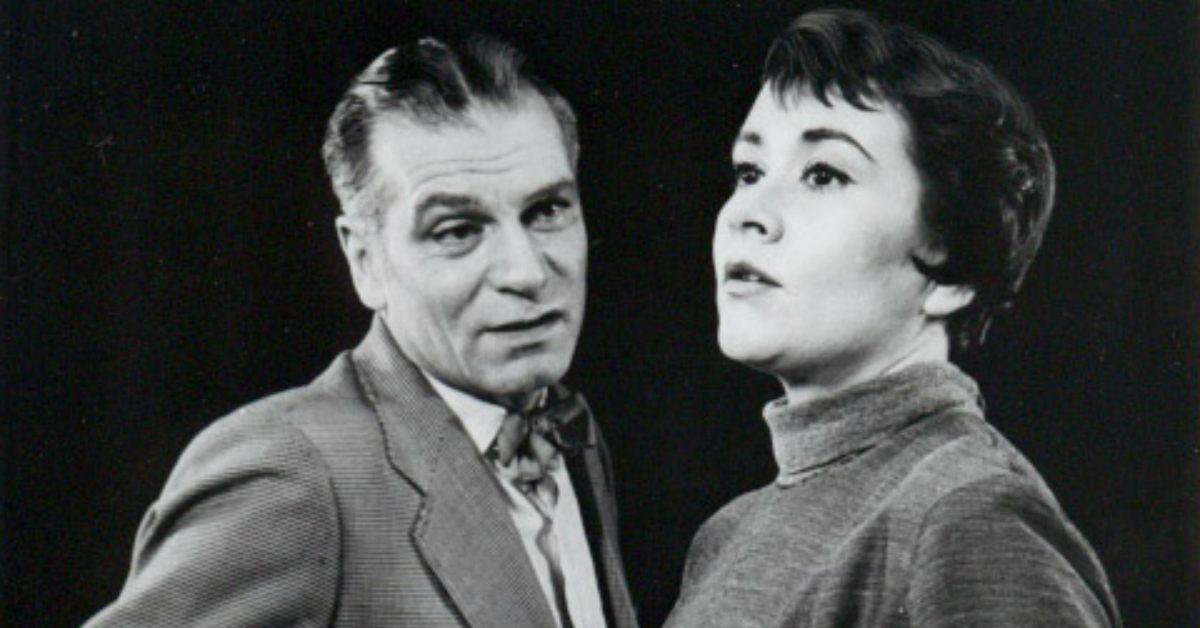 Sir Laurence Olivier and Joan Plowright performing in 'The Entertainer' on Broadway.