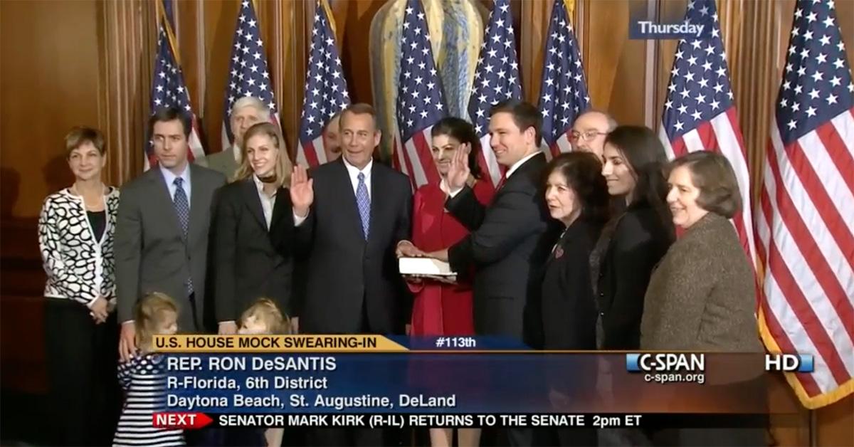 Ron DeSantis being sworn in.