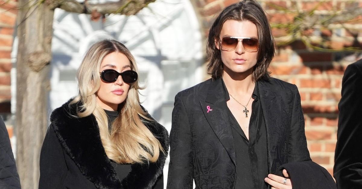 Kate Cassidy and Damian Hurley attending a funeral together