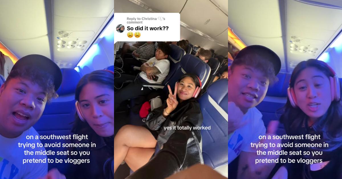 Travelers Pretend to Vlog During Flight to Keep Middle Seat Open